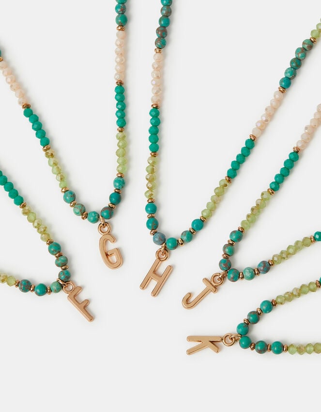 Accessorize Beaded Initial Pendant Necklace Blue