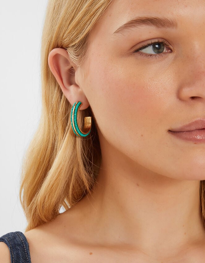 Accessorize Beaded Inlay Hoop Earrings