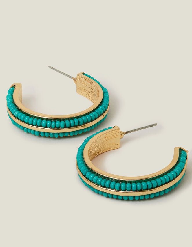 accessorize Beaded Inlay Hoop Earrings