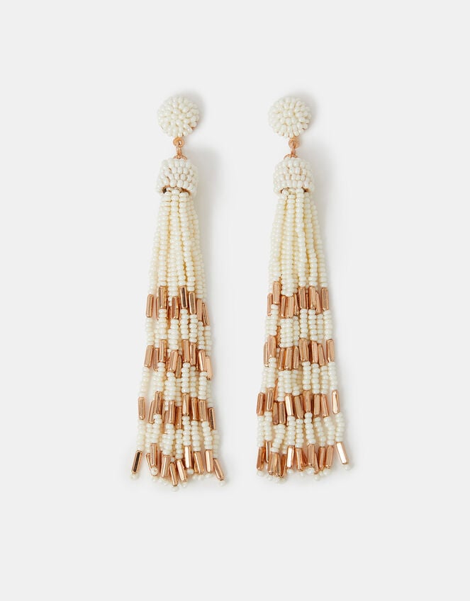 Accessorize Beaded Tassel Drop Earrings