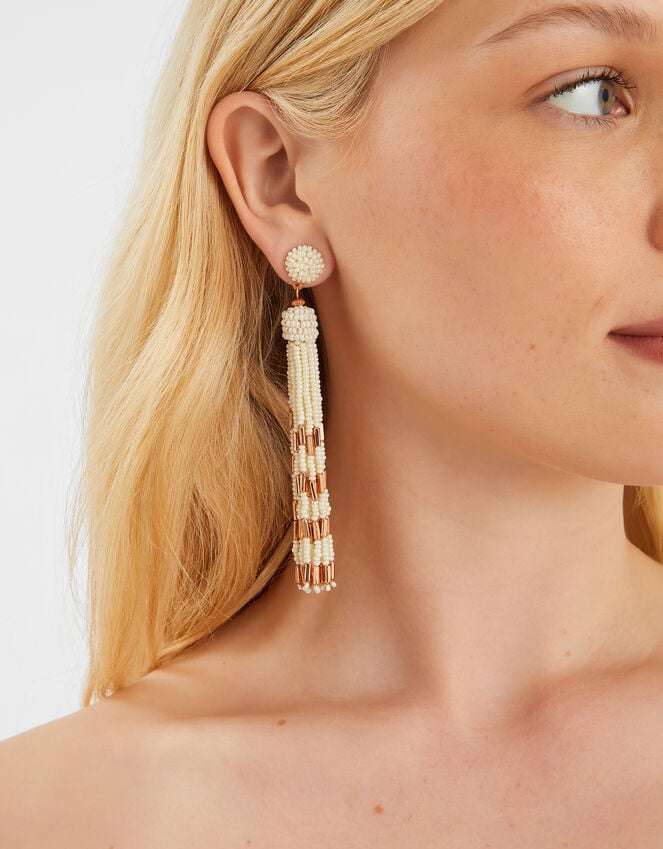 Accessorize Beaded Tassel Drop Earrings