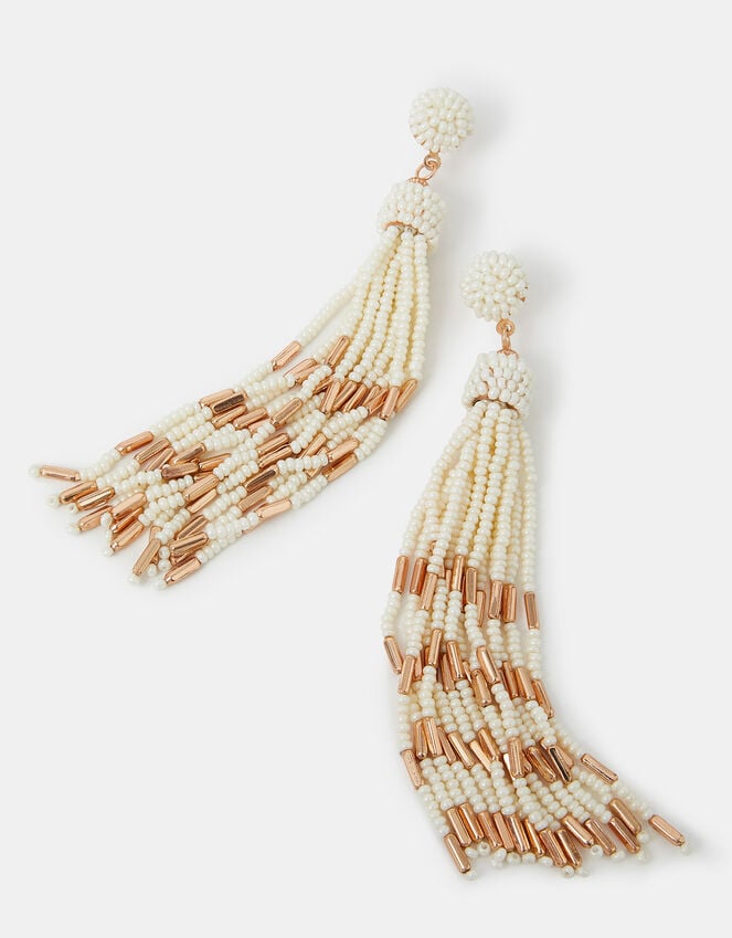 accessorize Beaded Tassel Drop Earrings