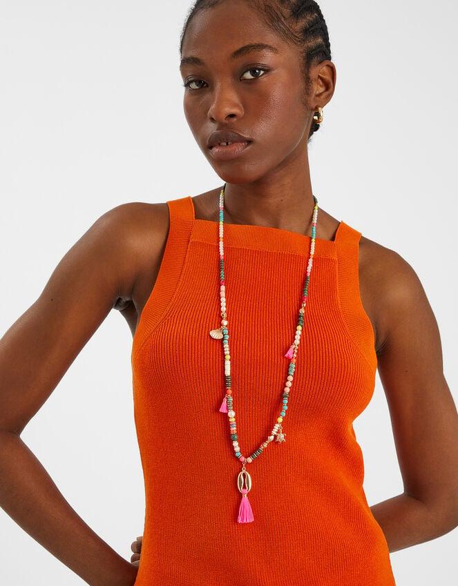 Accessorize Beaded Tassel Rope Longline Necklace