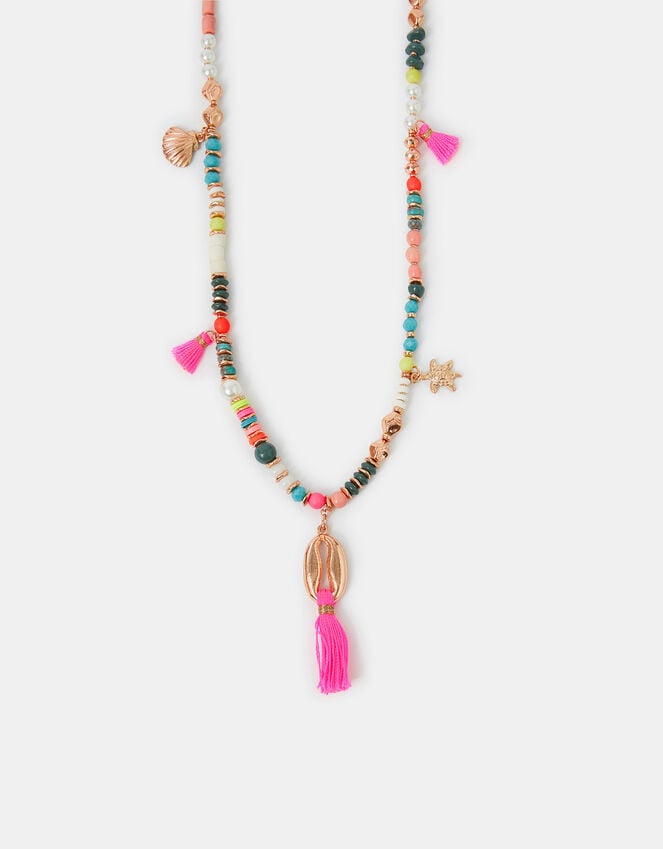 accessorize Beaded Tassel Rope Longline Necklace