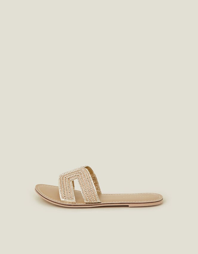 Accessorize Bella Beaded Sliders Gold
