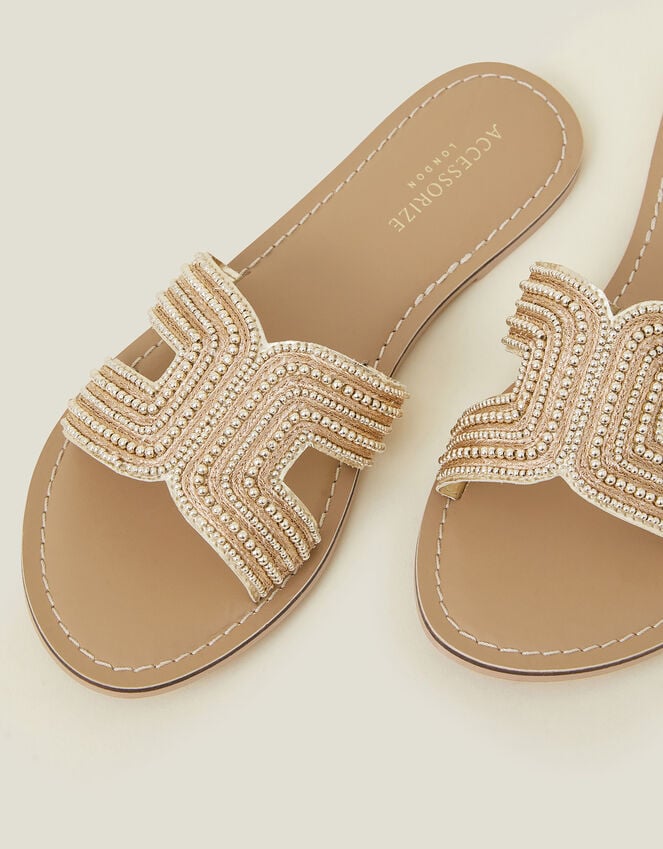 Accessorize Bella Beaded Sliders Gold