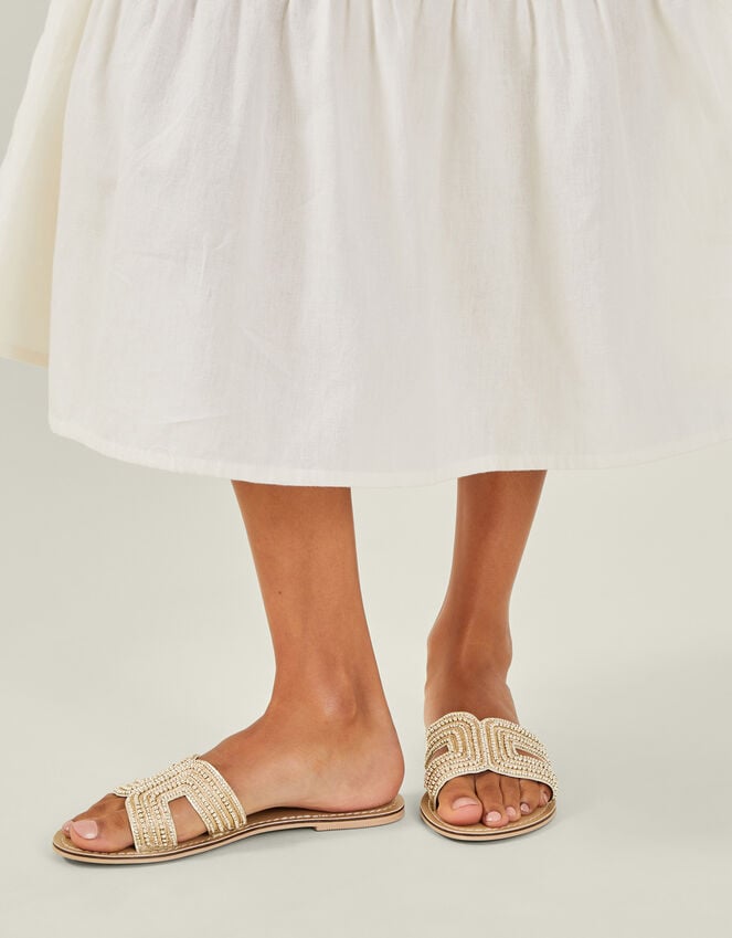 Accessorize Bella Beaded Sliders Gold