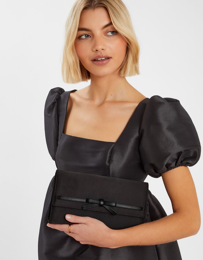 accessorize Bow Satin Clutch Bag