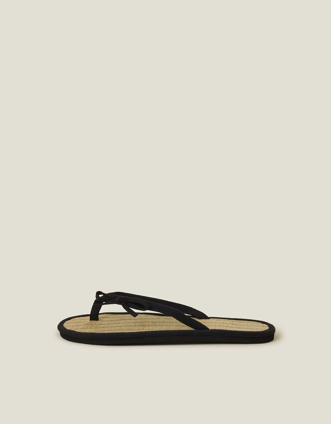 Accessorize Bow Strap Seagrass Flip Flops Black