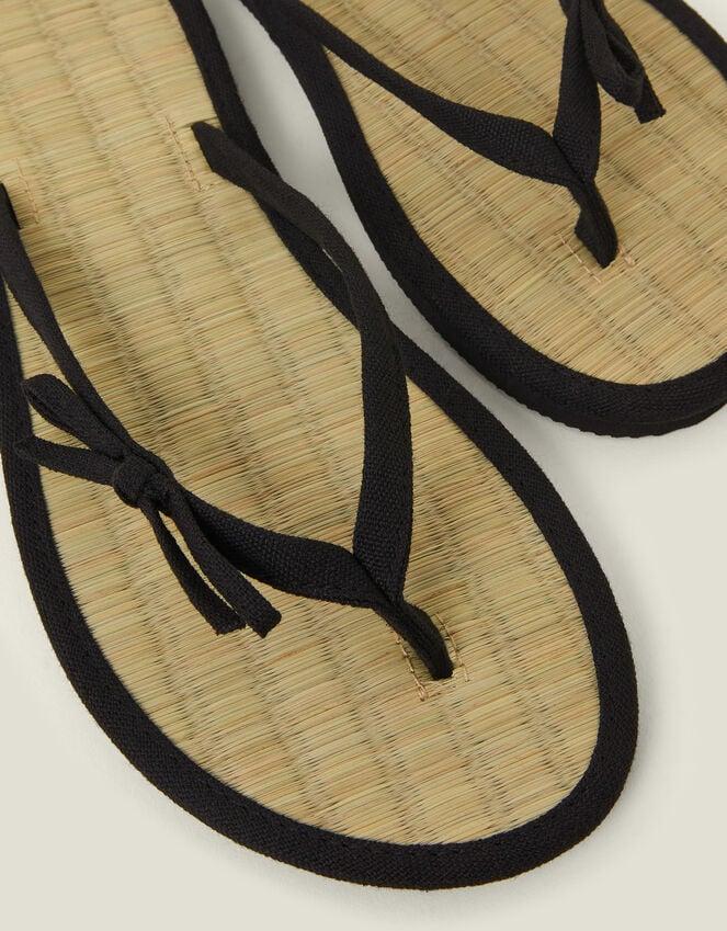 Accessorize Bow Strap Seagrass Flip Flops Black