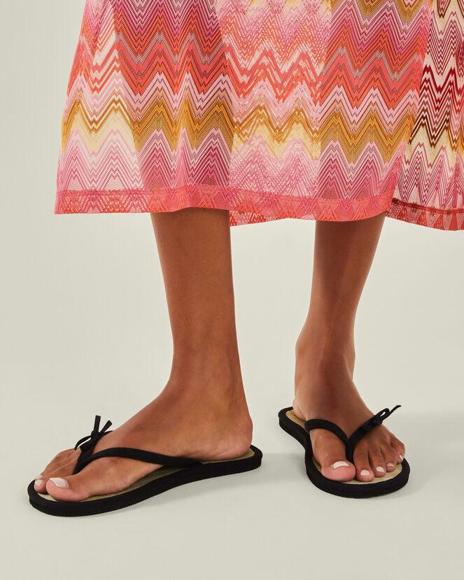 Accessorize Bow Strap Seagrass Flip Flops Black