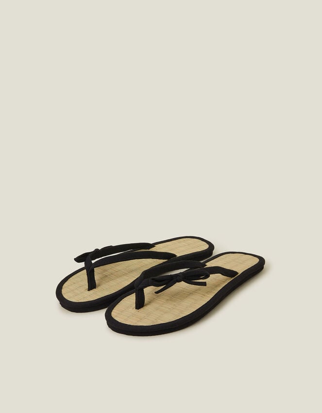 accessorize Bow Strap Seagrass Flip Flops Black