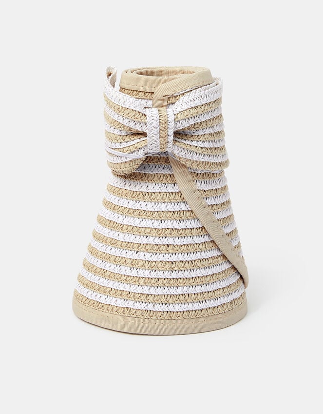 Accessorize Bow Stripe Packable Sun Visor Natural