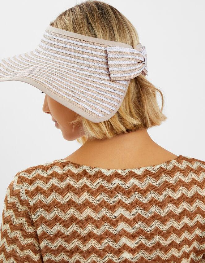 Accessorize Bow Stripe Packable Sun Visor Natural