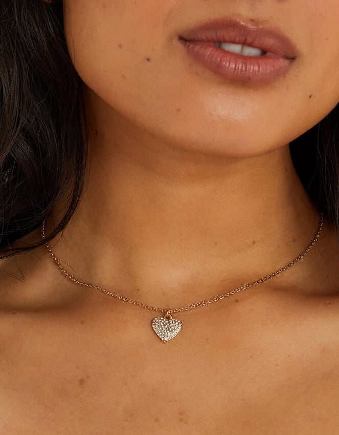 Accessorize Boxed Pavé Heart Pendant Necklace