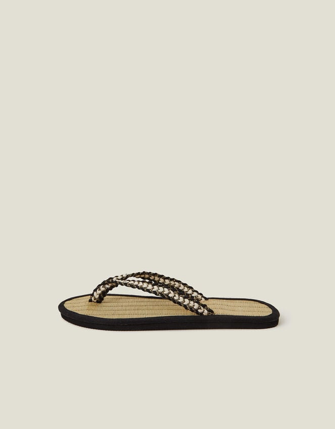 Accessorize Braided Seagrass Flip Flops Black