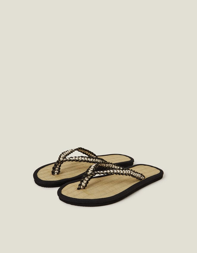 accessorize Braided Seagrass Flip Flops Black