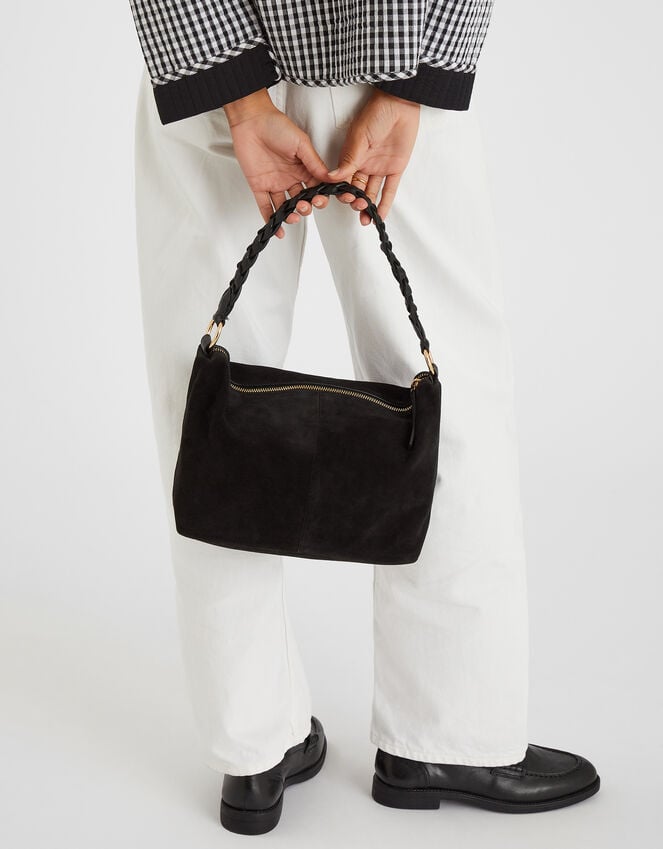 accessorize Braided Strap Suede Shoulder Bag