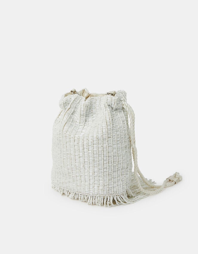Accessorize Bridal Bead Fringe Bucket Bag