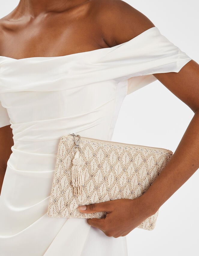 accessorize Bridal Embellished Zip Clutch Bag