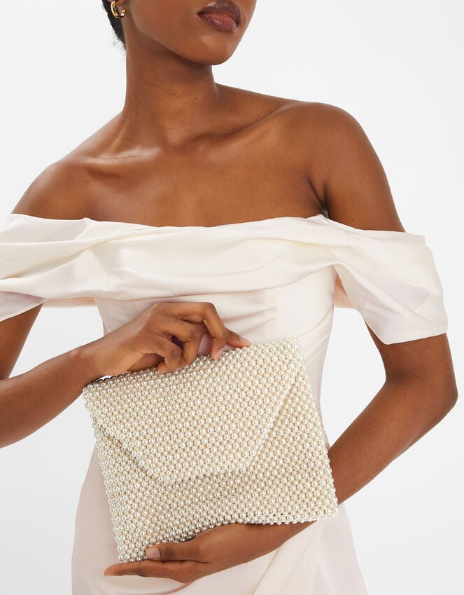 accessorize Bridal Pearl Envelope Clutch Bag