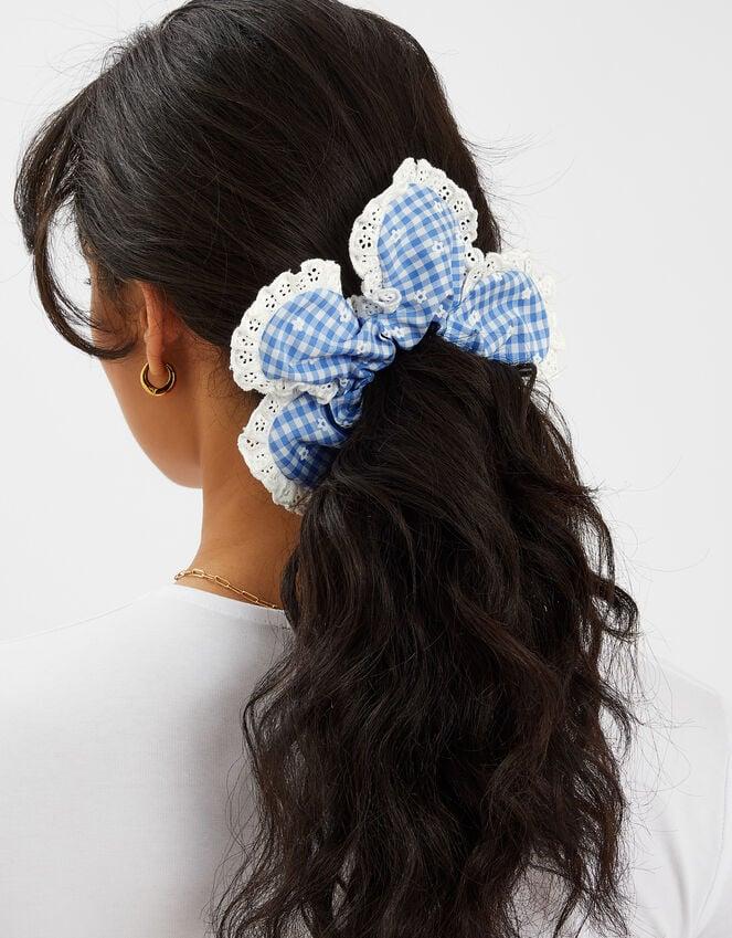 Accessorize Broderie Gingham Flower Hair Scrunchie