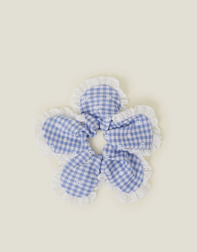 accessorize Broderie Gingham Flower Hair Scrunchie