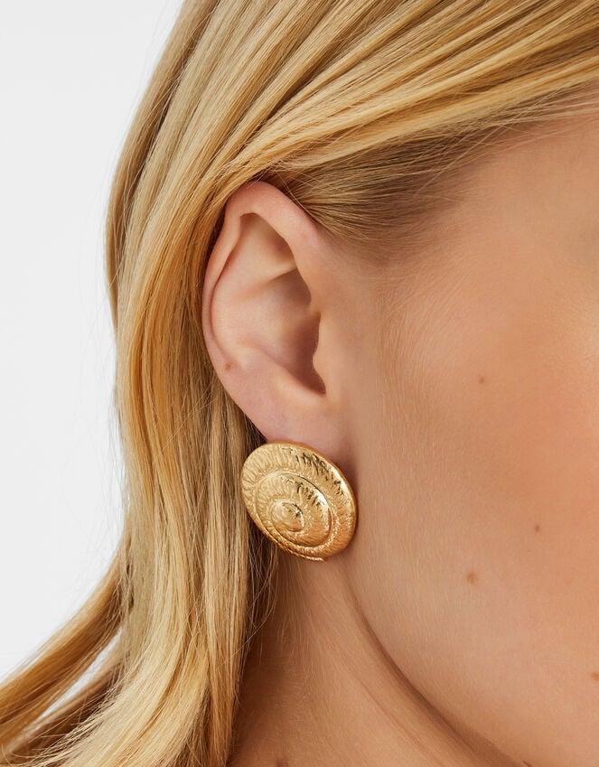 Accessorize Brushed Swirl Statement Earrings Gold