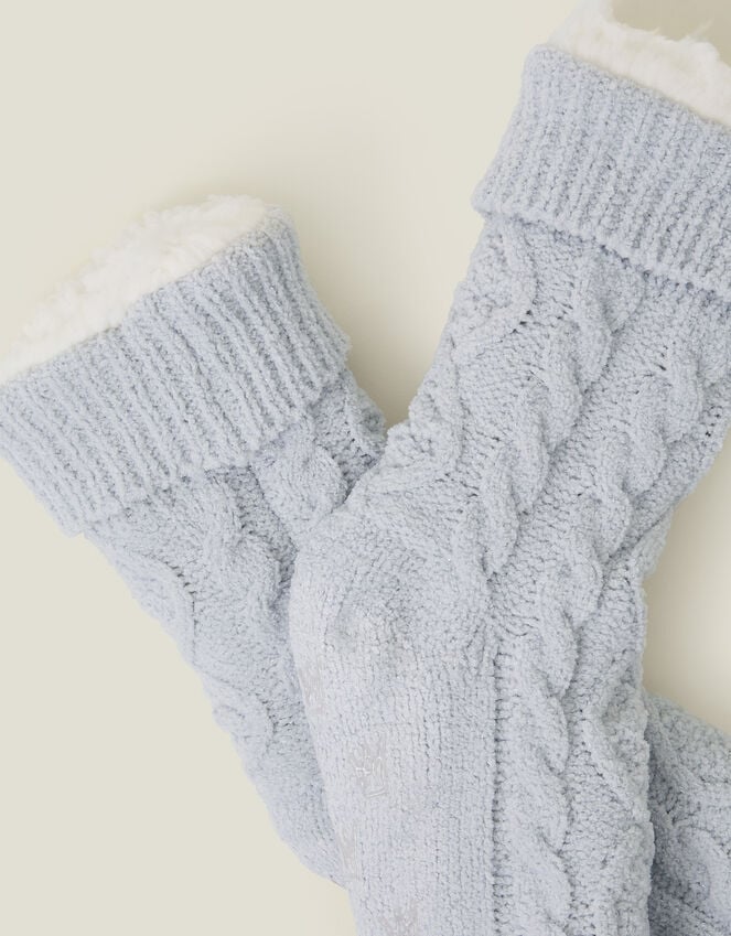 Accessorize Cable Knit Slipper Socks Grey