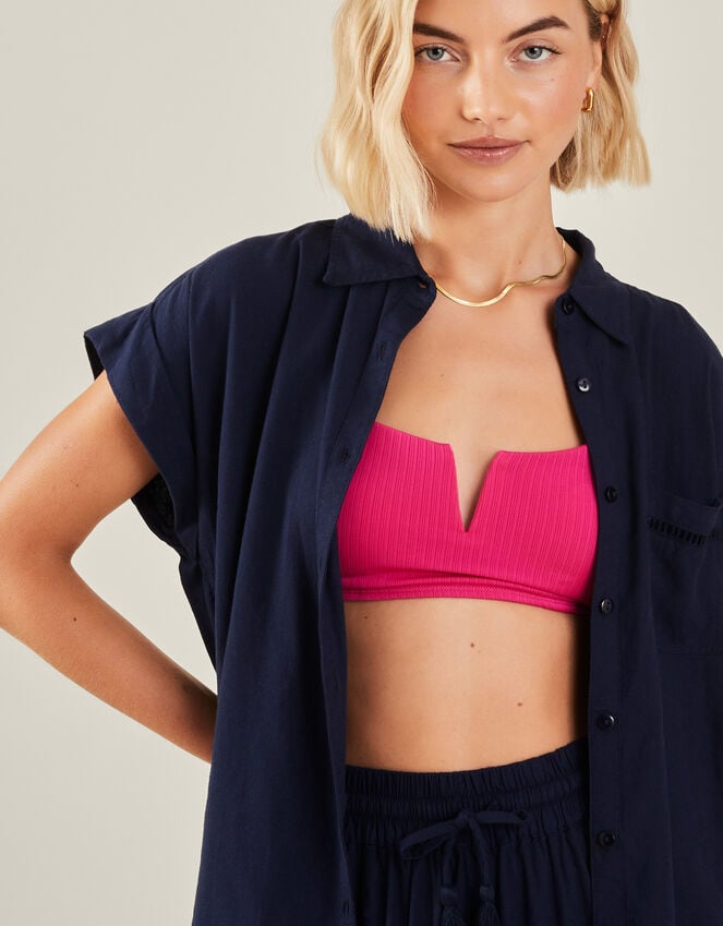 Accessorize Cap Sleeve Pocket Shirt Blue