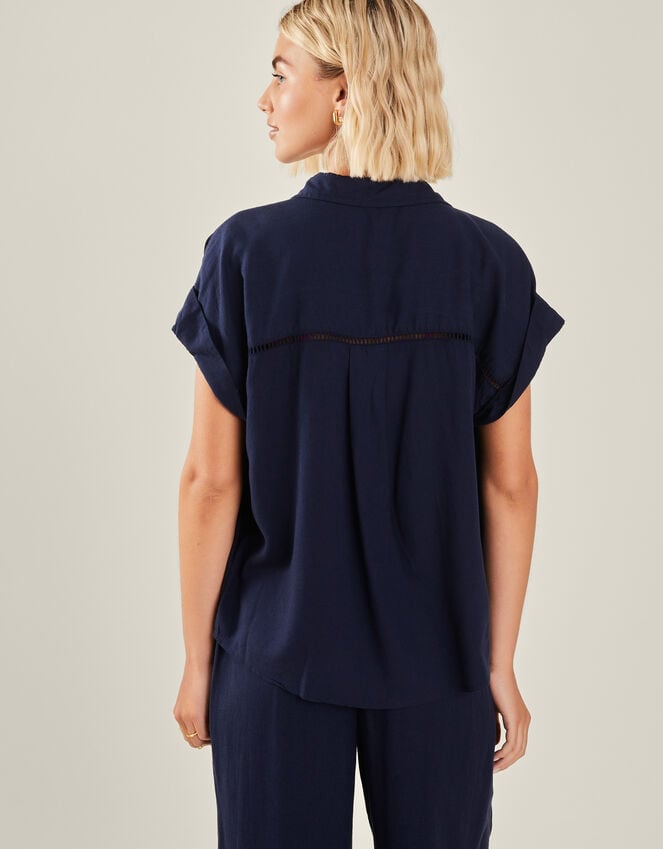 Accessorize Cap Sleeve Pocket Shirt Blue