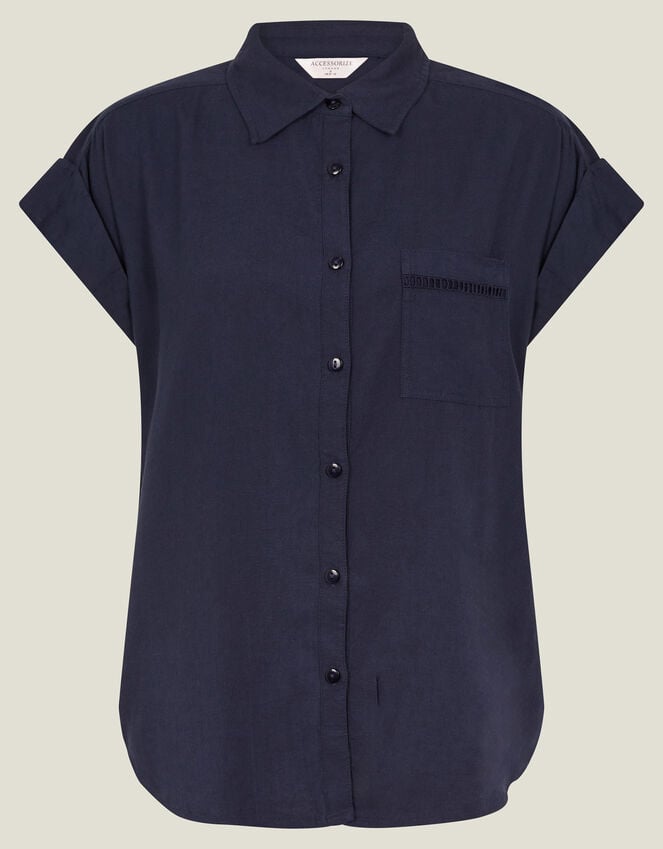 Accessorize Cap Sleeve Pocket Shirt Blue