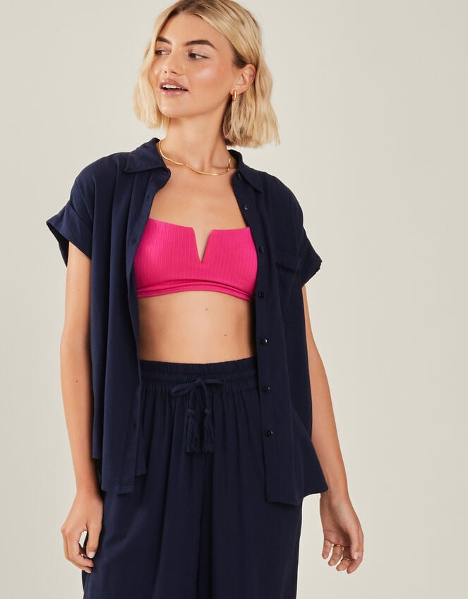 accessorize Cap Sleeve Pocket Shirt Blue