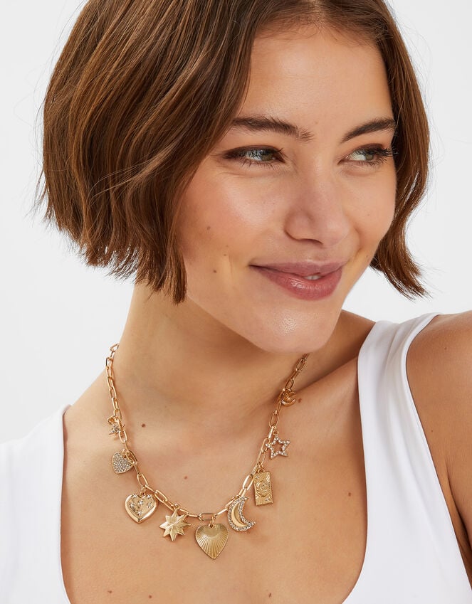 Accessorize Celestial Charm Necklace Gold