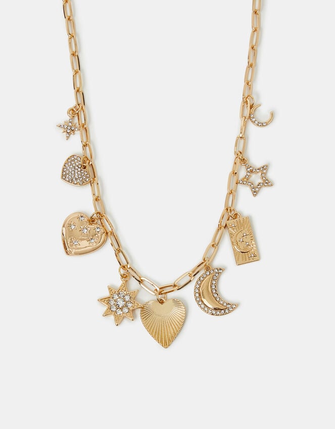 accessorize Celestial Charm Necklace Gold