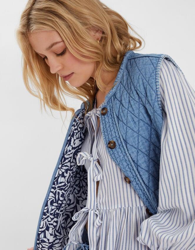 Accessorize Chambray Quilted Waistcoat Blue
