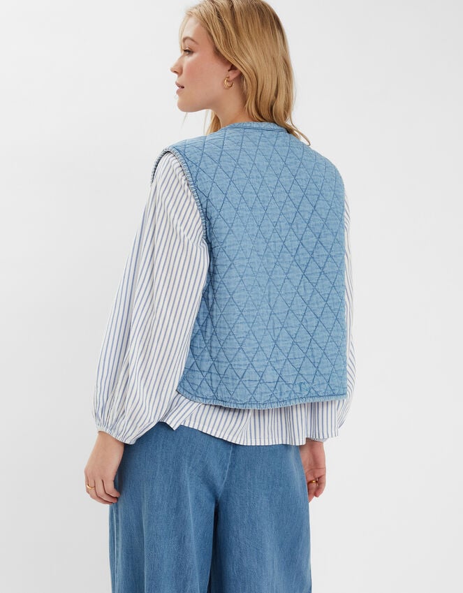 Accessorize Chambray Quilted Waistcoat Blue