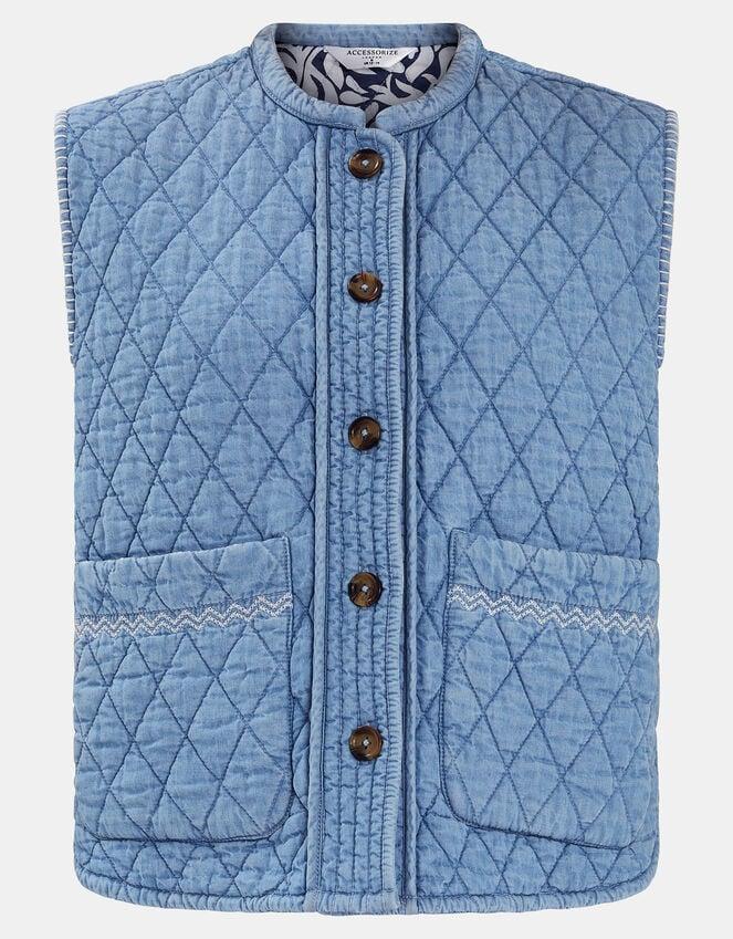 Accessorize Chambray Quilted Waistcoat Blue