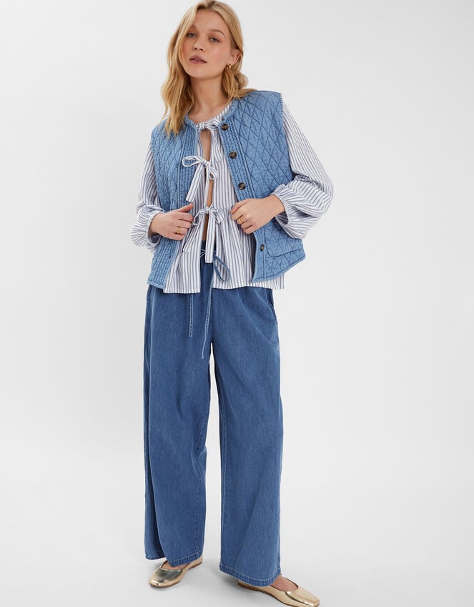 accessorize Chambray Quilted Waistcoat Blue