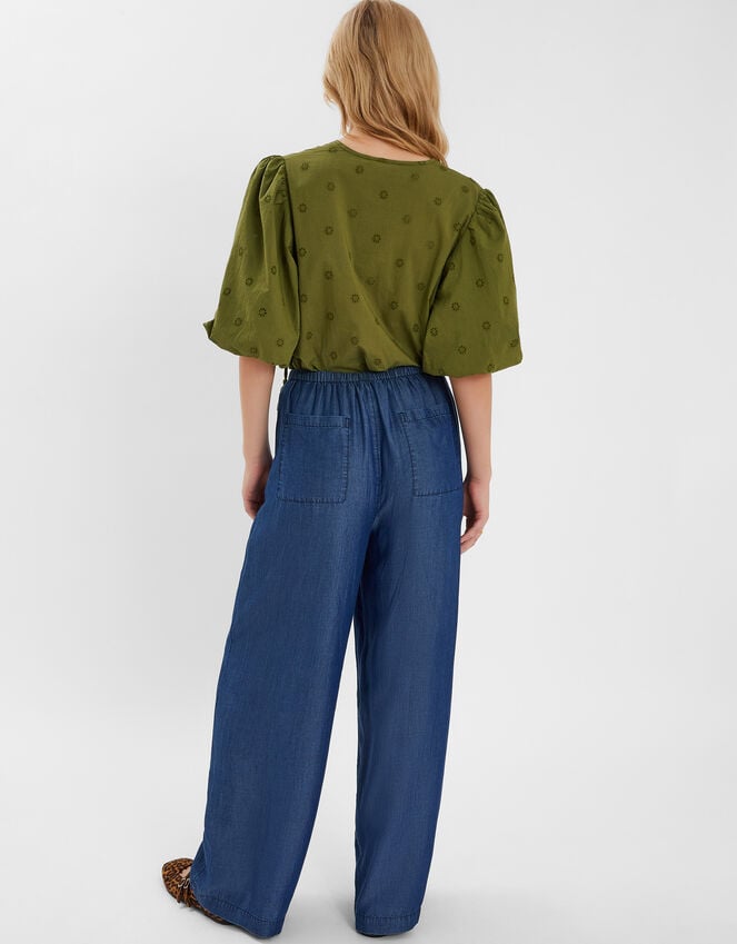 Accessorize Chambray Wide Leg Trousers Blue