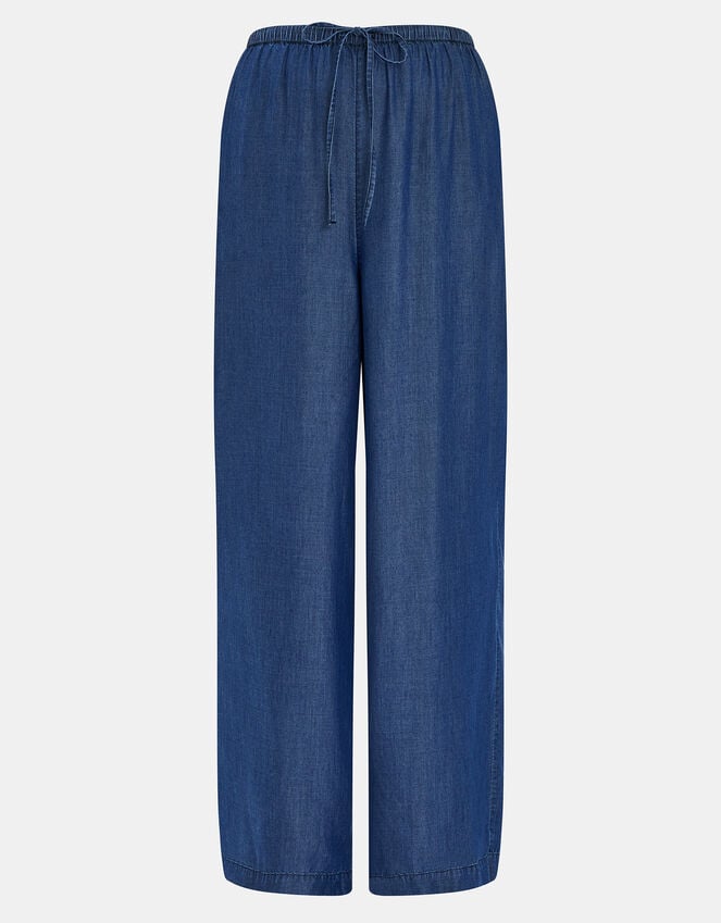 Accessorize Chambray Wide Leg Trousers Blue