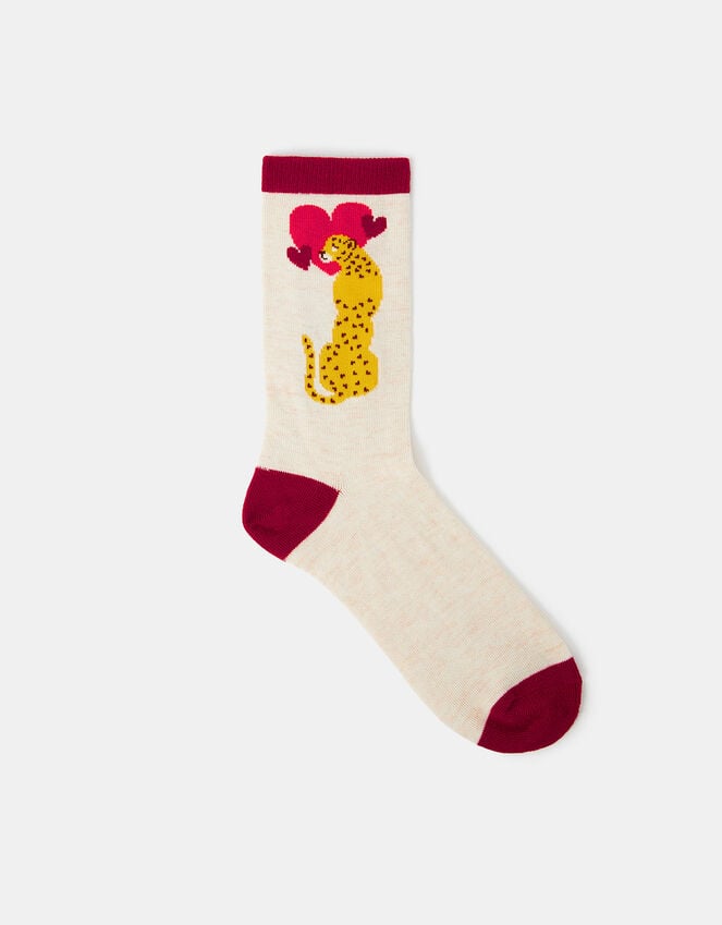 accessorize Cheetah Heart Print Socks