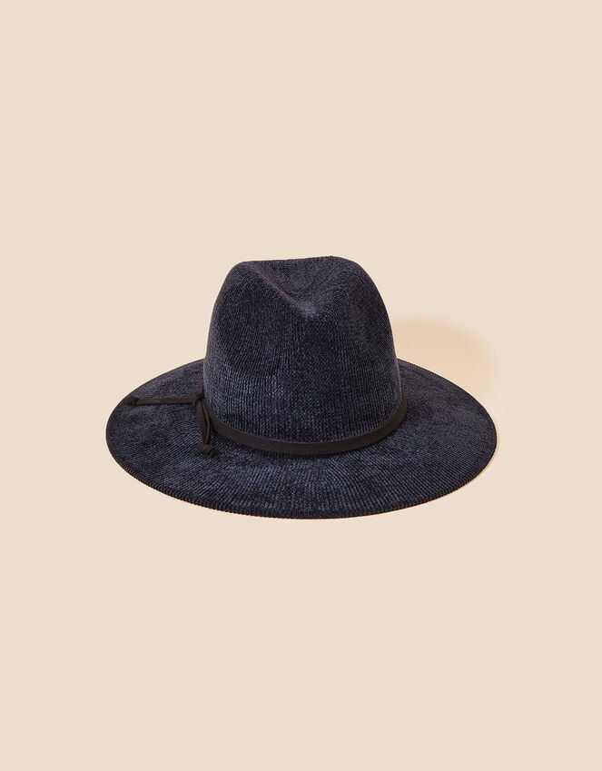 Accessorize Chenille Packable Fedora Hat Blue