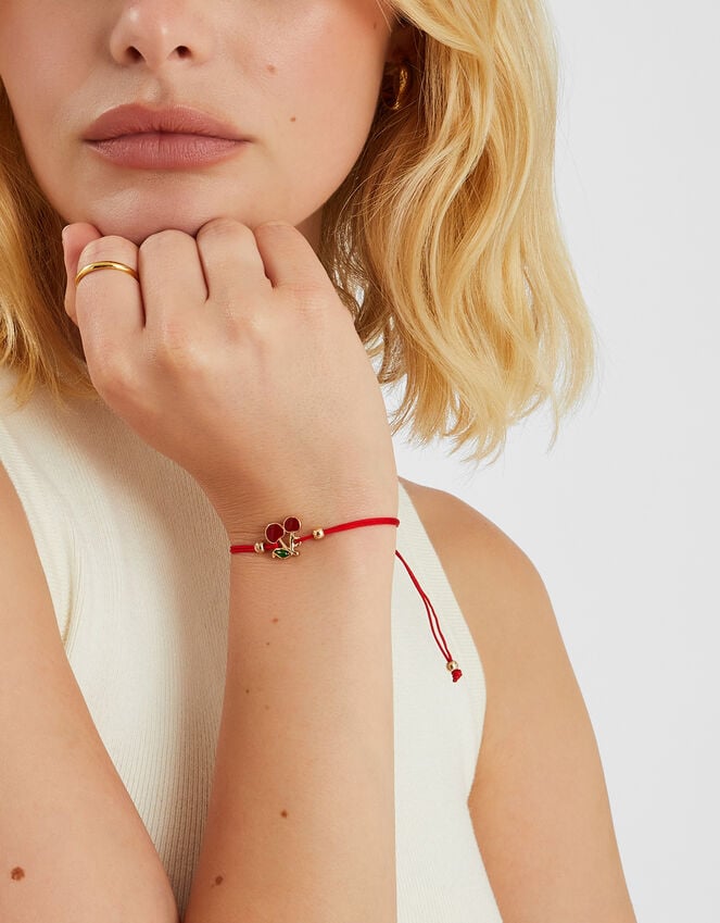 Accessorize Cherry Charm Cord Bracelet