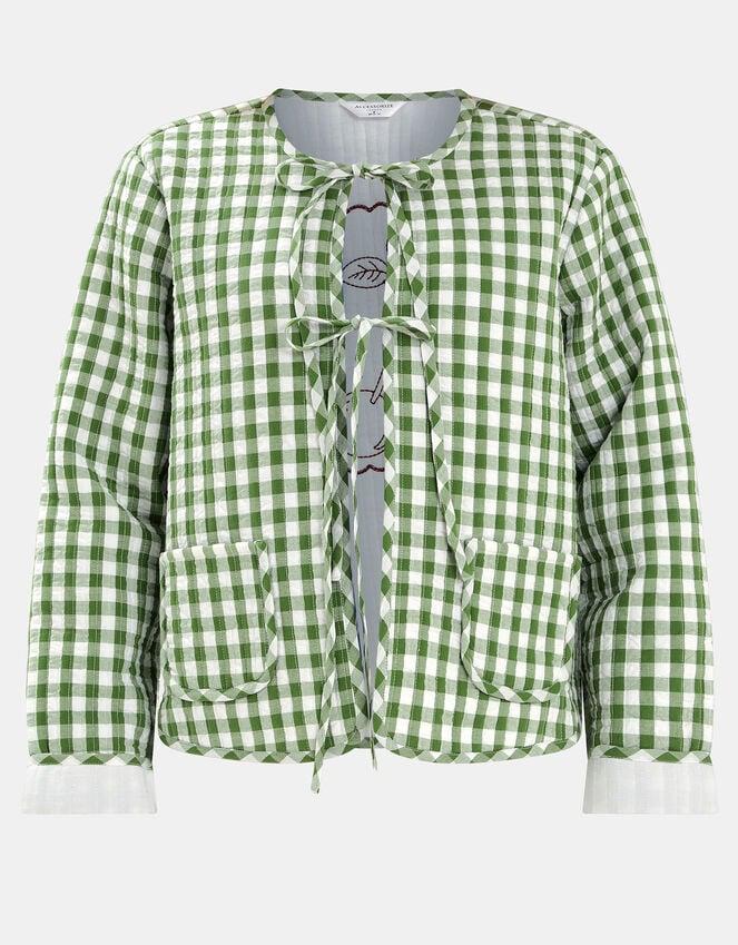 Accessorize Cherry Gingham Quilted Jacket Green