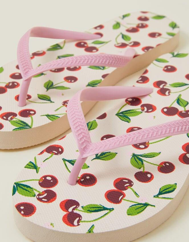 Accessorize Cherry Print Flip Flops Red
