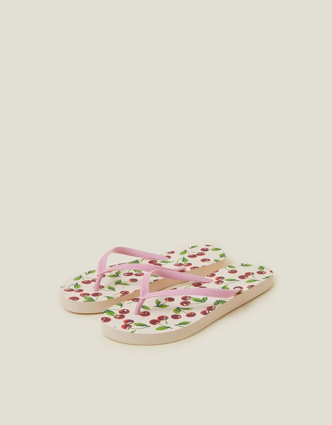 accessorize Cherry Print Flip Flops Red