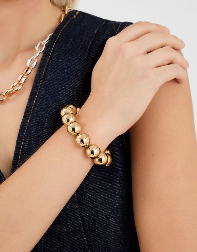 Accessorize Chunky Bead Bracelet Gold