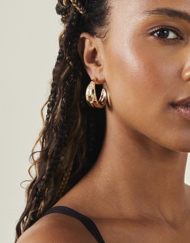 Accessorize Chunky Hammered Metal Hoops