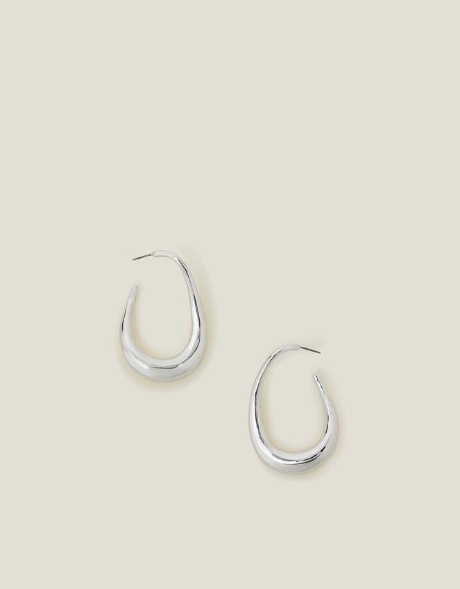 Accessorize Chunky Hoop Drop Earrings Silver